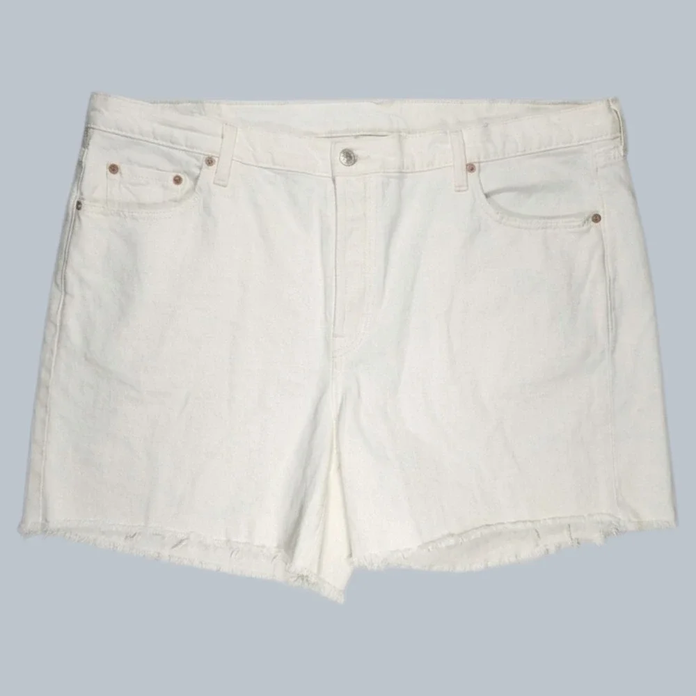 Levi's 501 Original High Rise Cutoff Denim Shorts Off White Plus Size 22W